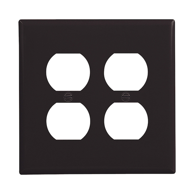 Eaton 2-Gang 1-Pack Black Duplex Midsize Wall Plate