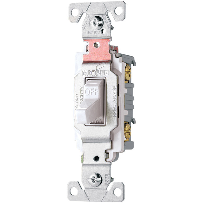 Interrupteur et prise de courant inviolable Eaton, blanc, 15 A, unipolaire  TR7730W-SP-L