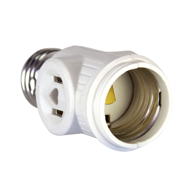 Adaptateur de douille d′ampoule à 2 prises - 125 V/660 W - 125 V/15 A -  Blanc