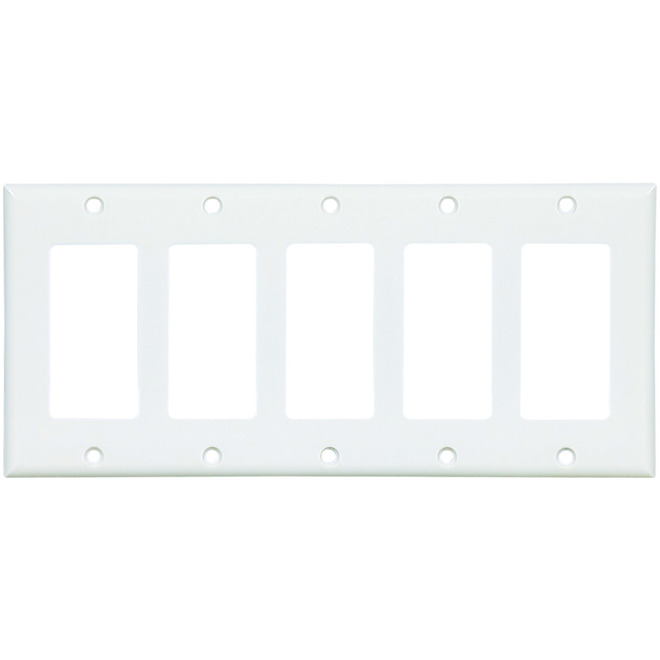 Eaton 5-Gang 1-Pack White Decorator Standard Wall Plate