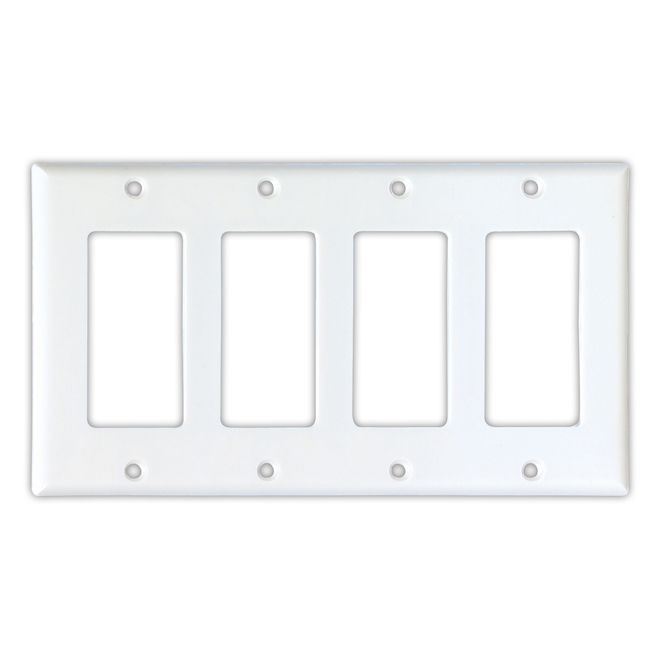 Eaton Standard 4-Gang Wall Plate - Plastic - White - 8 3/16-in W x 4 1/2-in H