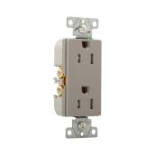 Eaton Grey 15-Amp Decorator Tamper Resistant Outlet (1-Pack)