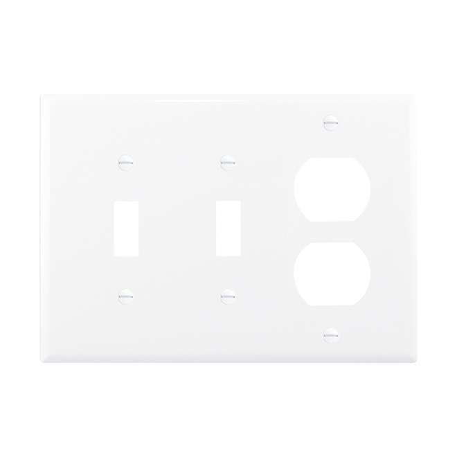 Eaton 3-Gang 1-Pack White Toggle/Duplex Mid-Size Wall Plate