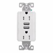 Eaton White 15-Amps Decorator Tamper Resistant USB outlet Residential/Commercial 1-Pack Receptacle