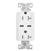 Eaton Dual Receptacle Outlet with 2 USB C Type Plugs - White