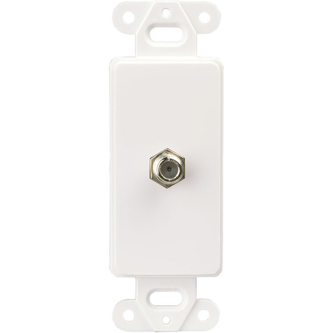 1-Gang White F-Type Coax Cable Wall Plate Insert