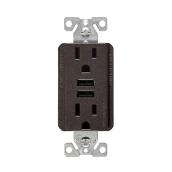 Prise de courant double Eaton avec 2 prises USB de type A, 15 A, 125 V, noire