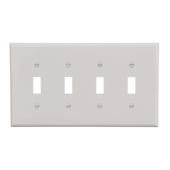 Eaton 4-Gang 1-Pack White Toggle Midsize Wall Plate