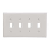 Eaton 4-Gang 1-Pack White Toggle Midsize Wall Plate