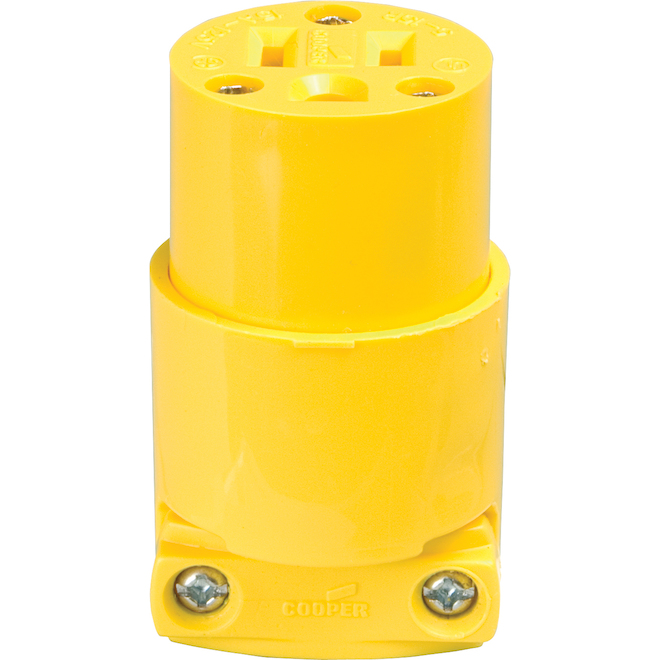 Connecteur de mise à terre Eaton à 3 fils de 15 ampères, 125 volts, jaune