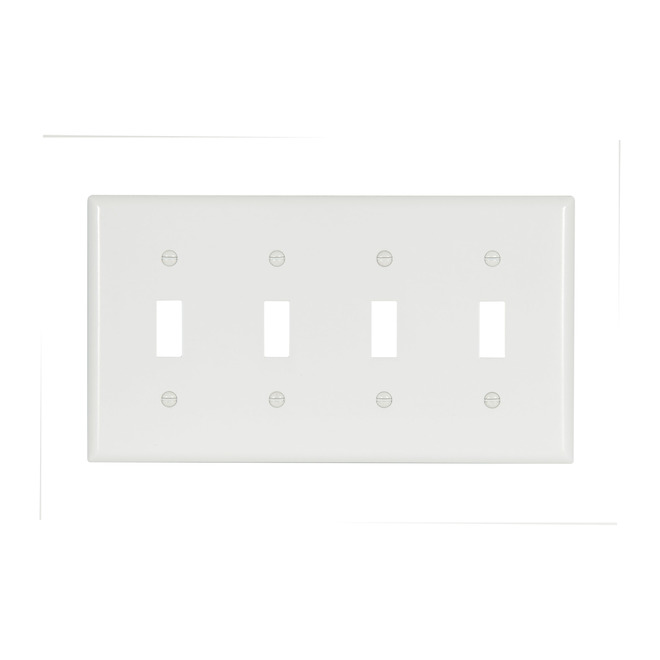 Eaton 4-Gang 1-Pack White Toggle Standard Wall Plate