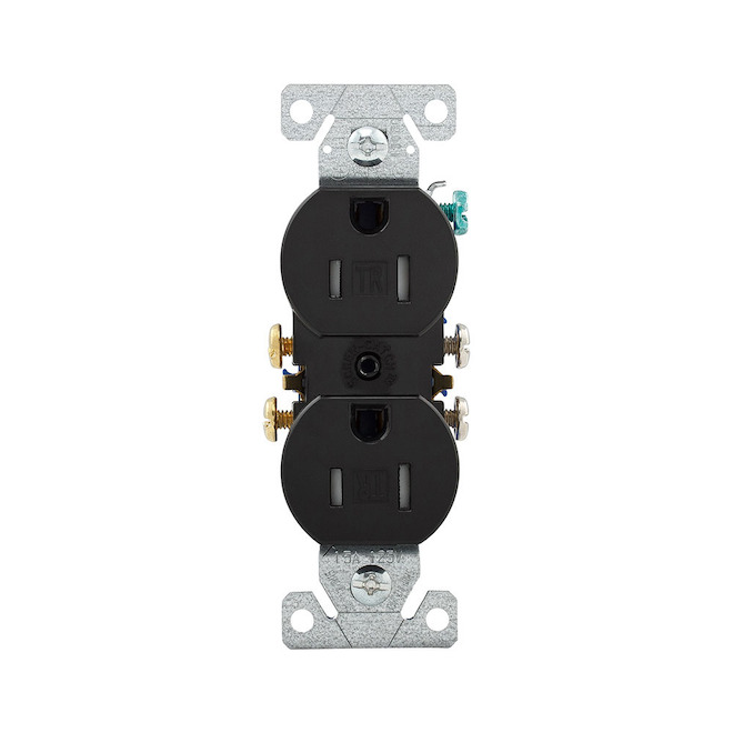 Eaton Black 15-Amp Duplex Tamper Resistant Outlet (1-Pack)