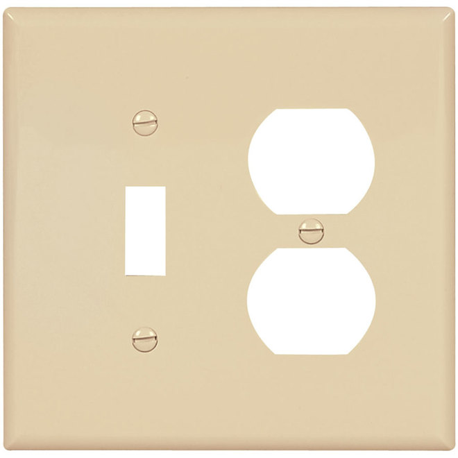 Eaton 2-Gang 1-Pack Ivory Toggle/Duplex Midsize Wall Plate