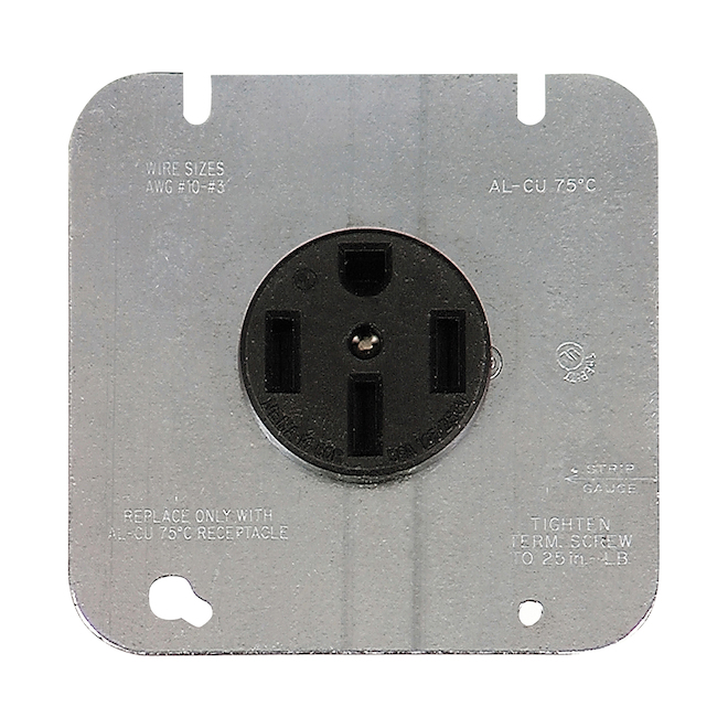 Eaton 3P4W 125/250 V 50 A White Stove Power Receptacle