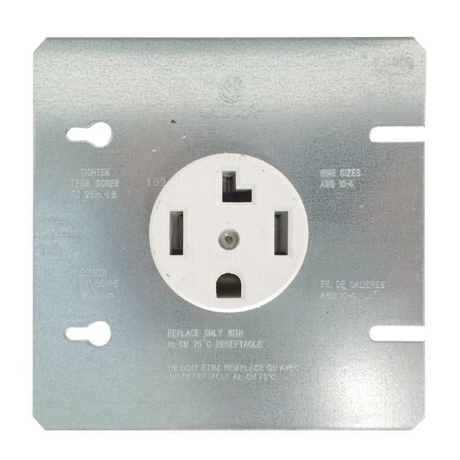 Eaton 3P4W 125/250 V 30 A White Dryer Power Receptacle