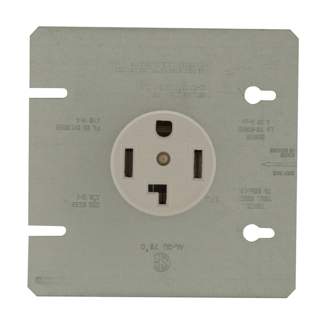 Eaton 3P4W 125/250 V 30 A White Dryer Power Receptacle