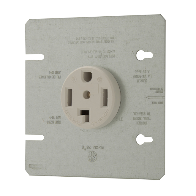 Eaton 3P4W 125/250 V 30 A White Dryer Power Receptacle