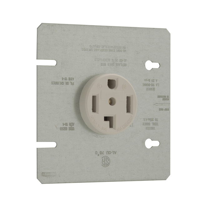 Eaton 3P4W 125/250 V 30 A White Dryer Power Receptacle