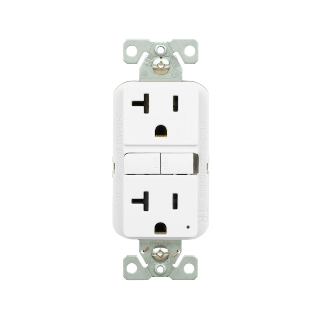 Prise électrique TR DDFT 20A 125V, blanc 3/pqt