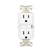 Prise électrique double DDFT Eaton de 15 amp/125 V avec fini blanc résistant