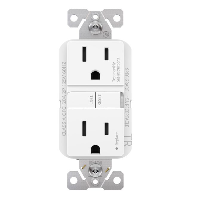 Eaton White 3-Wire GFCI 15 A 125 V Receptacle