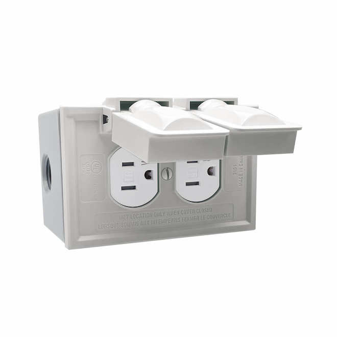 EATON Weatherproof Receptacle Cover Kit with Double Outlet 15A 125V - Gray