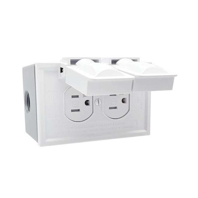 EATON Weatherproof Receptacle Cover Kit with Double Outlet 15A 125V - White