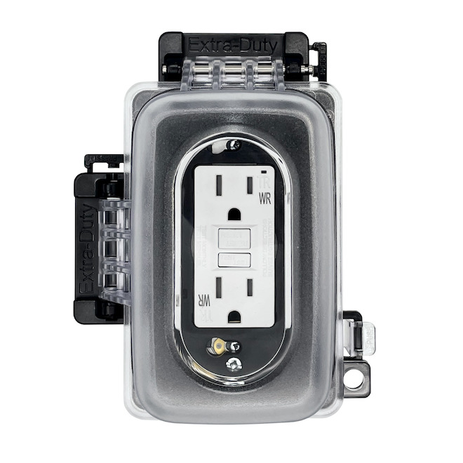 EATON Weatherproof Cover Kit with Double Outlet 15A 125V and While-in-Use Cover - White