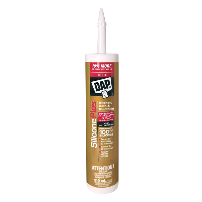 DAP Silicone Plus 319-ml White Kitchen and Bathroom Sealant