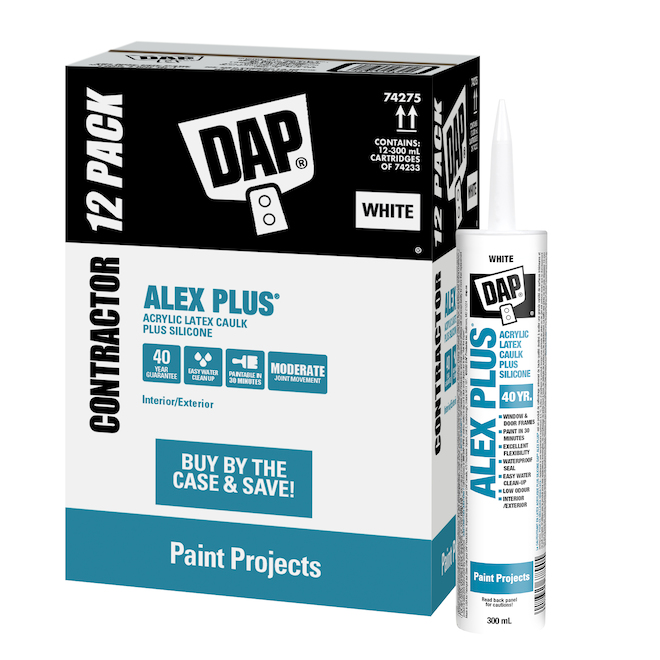 DAP Alex Plus Acrylic Latex and Silicone Caulk - 12-Pack - White
