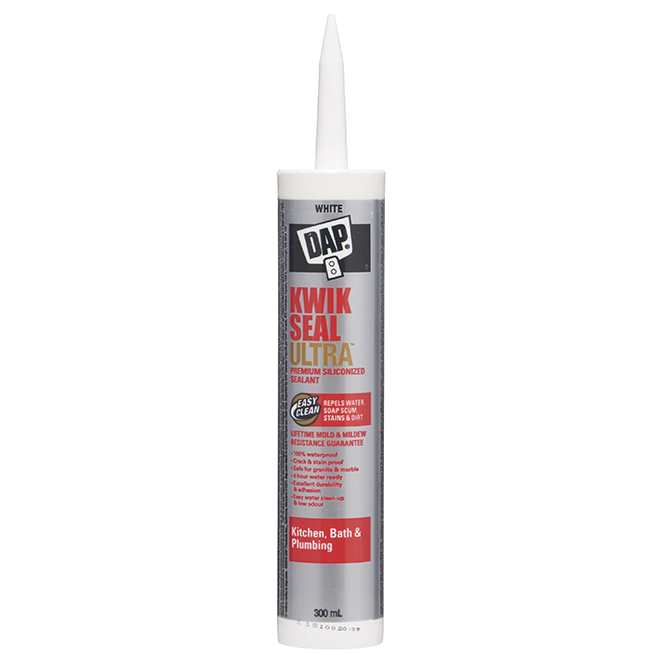 DAP Kwik Seal Ultra 300-ml White Silicone Sealant for Kitchen and Bathroom