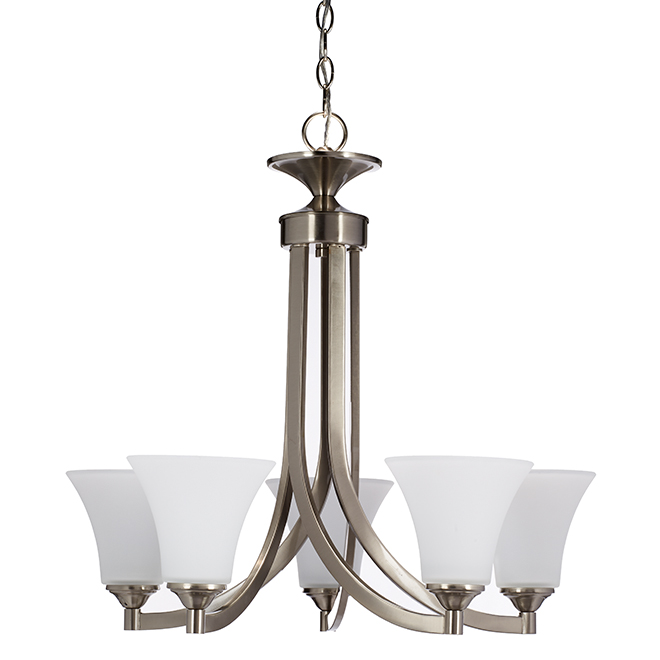 Chandelier 5 Lights Opal Glass, 5 Light Brushed Nickel Chandelier With Clear Glass Shades