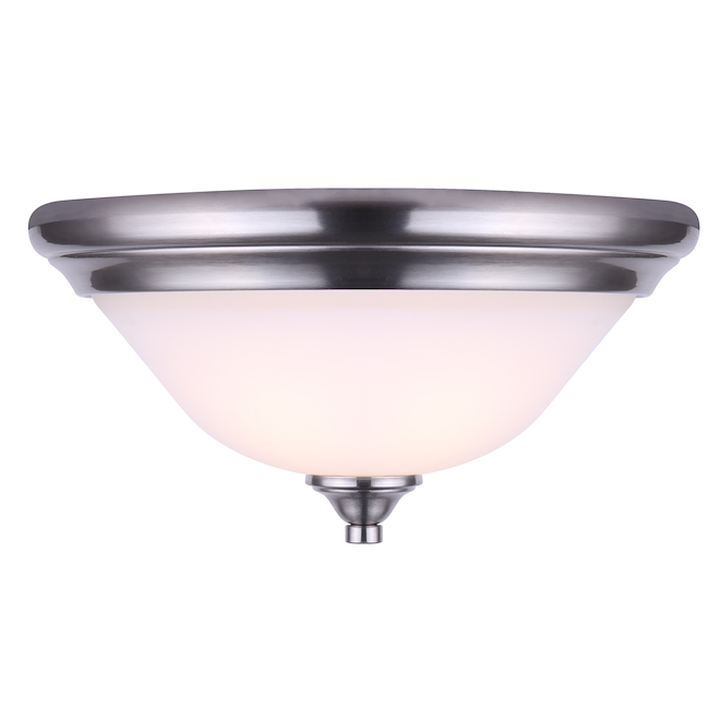 Canarm Locke Flush Mount - Flat Opal Glass Shade - Brushed Nickel - 13.75-in