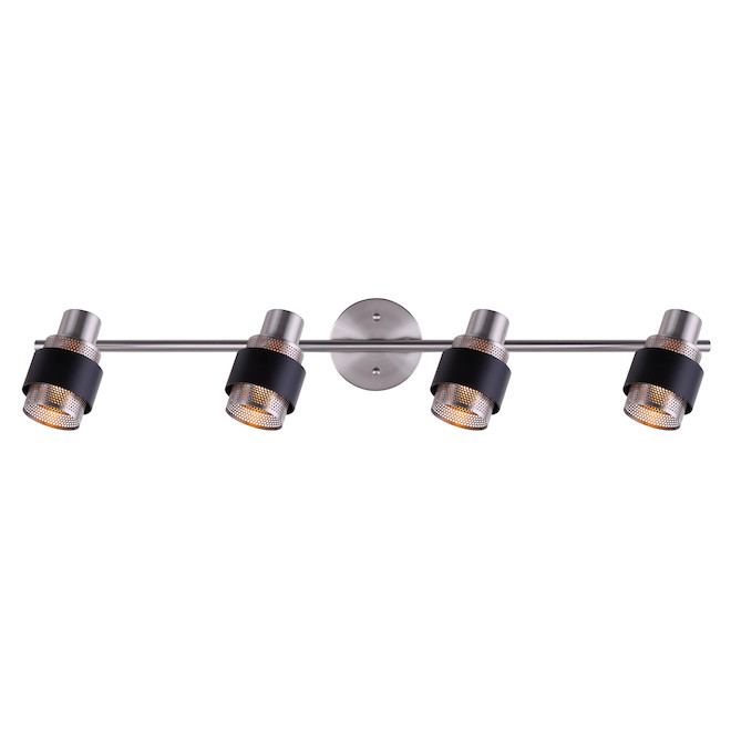 Canarm Dalton Rail Light Fixture with Pivoting Heads - Dimmable - Brushed Pewter - Black Accents - G9 Pin Base