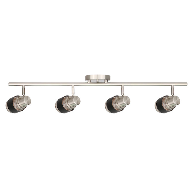 Canarm Dalton Rail Light Fixture with Pivoting Heads - Dimmable - Brushed Pewter - Black Accents - G9 Pin Base