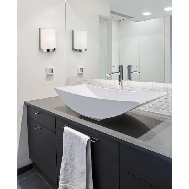 Canarm Lea Brushed Nickel Wall Light withTextured Glass Shade