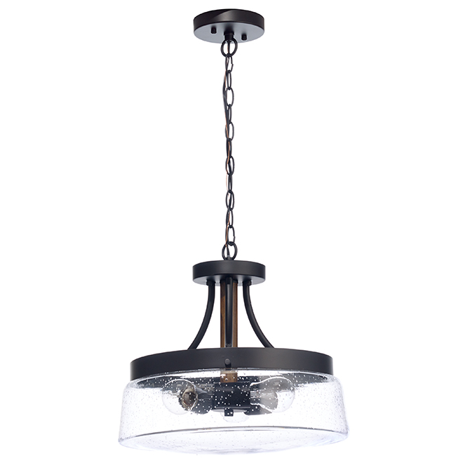 "Riva" 3-Light Chandelier - 100 W - Black and Wood