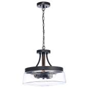 Canarm Riva 3-Light Black and Wood Contemporary Chandelier