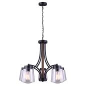 "Riva" 5-Light Chandelier - 60 W - Black and Wood