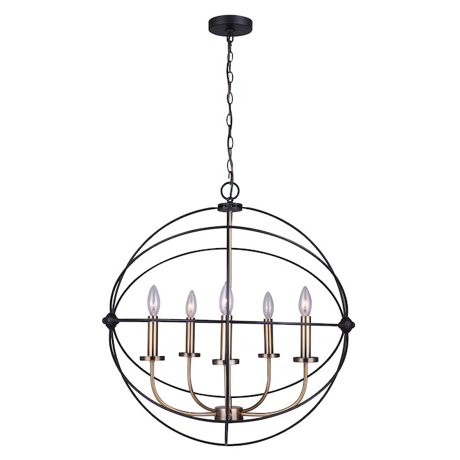 5-Light Chandelier Donovan - 25'' x 27'' - Black and Gold