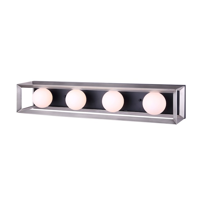 Canarm Finch 4-Light Vanity Fixture - Mat Black and Brushed Nickel, 32-in