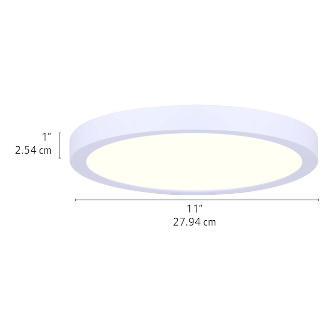 Canarm Round Flush Mount Ceiling Light - Integrated LED - 15 W - 11-in - Metal/Acrylic - White