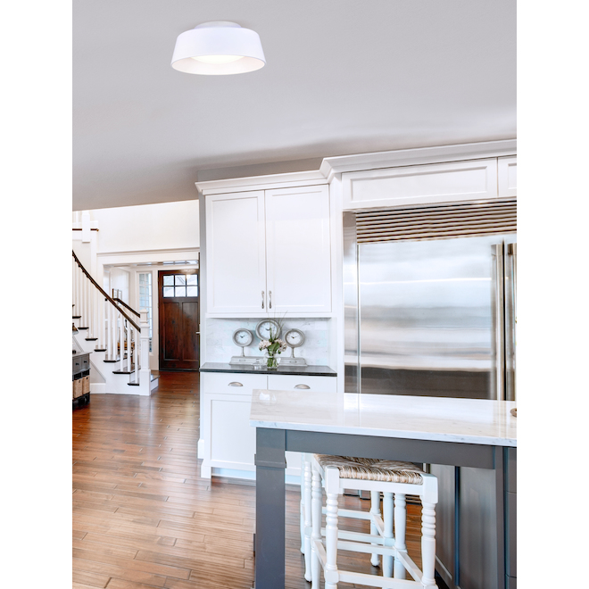 Canarm Adira Flush Mount Ceiling Light - Integrated LED - 22 W - 14-in - Metal/Acrylic - White