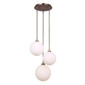 Canarm Simone Gold 3-Light Modern Opal Glass Globe Pendant Light