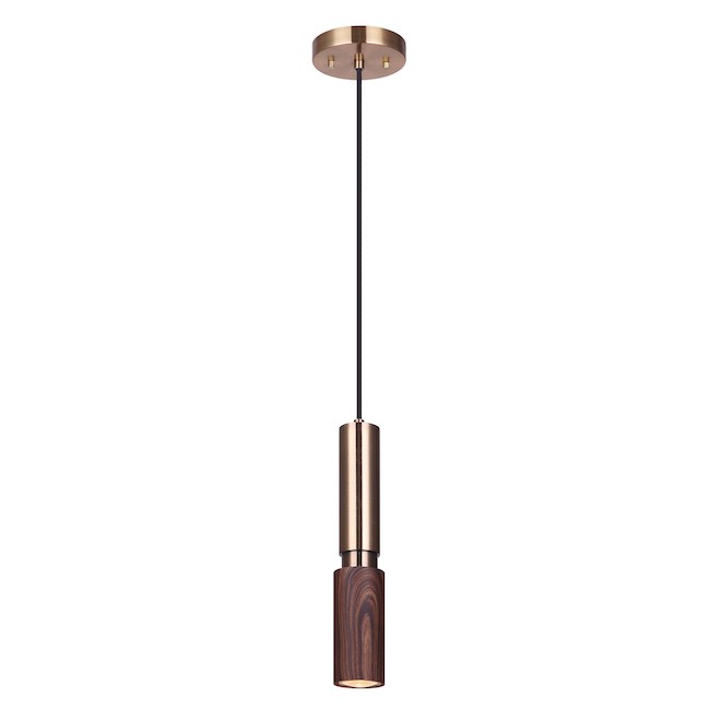 Suspension à 1 lumière MIA de Canarm avec similibois, style contemporain, or