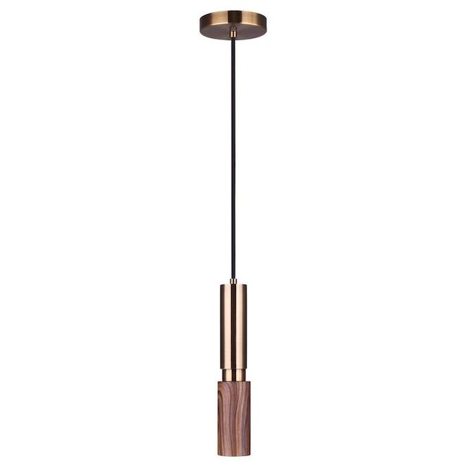 Suspension à 1 lumière MIA de Canarm avec similibois, style contemporain, or