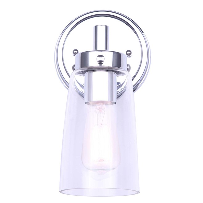 Canarm Dalroy 1-Light Chrome Wall Sconce with Clear Glass Shade