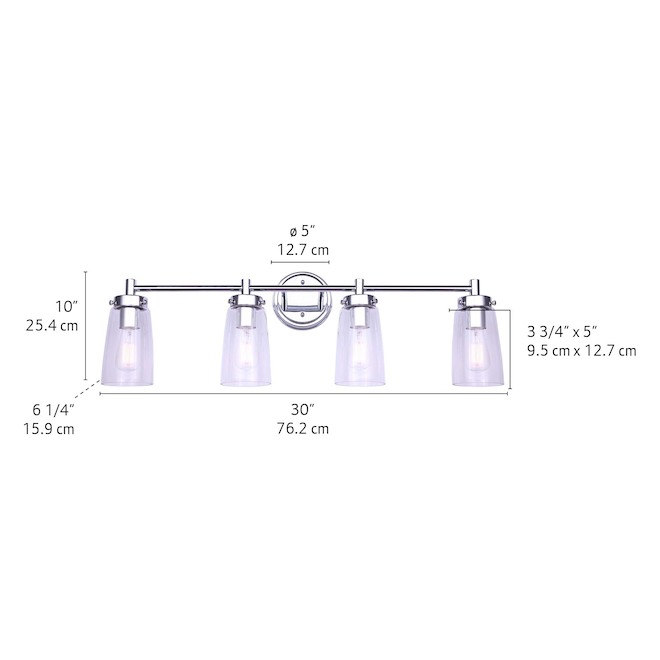 Canarm Dalroy 30-in 4-Light Chrome Wall Sconce with Clear Glass Shades