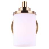 Canarm Bellis 1-Light Satin Gold Wall Sconce with Opal Glass Shade
