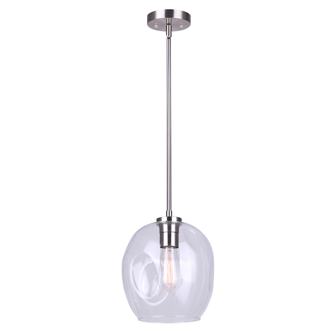 Canarm Como Brushed Nickel Contemporary Clear Glass Globe Pendant Light